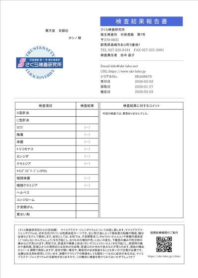 性病検査の結果と次回出勤日🌱 ホシノ (32) 京都府（出張性感マッサージ